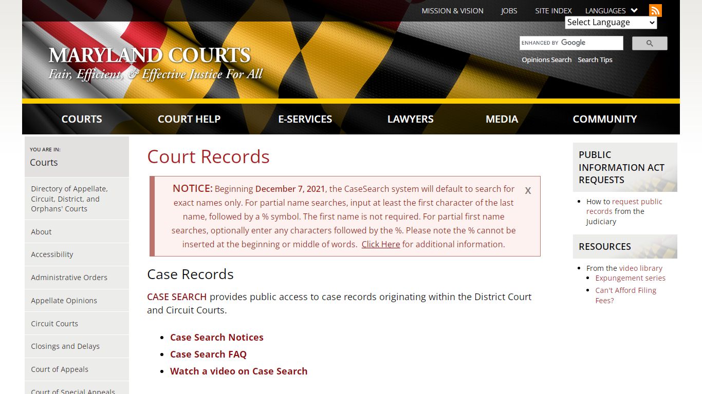 Court Records | Maryland Courts